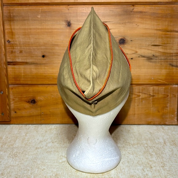 1952 Korean War Army Tan Khaki Garrison Cover cap With Mobile Repair Pin - Picture 4 of 9